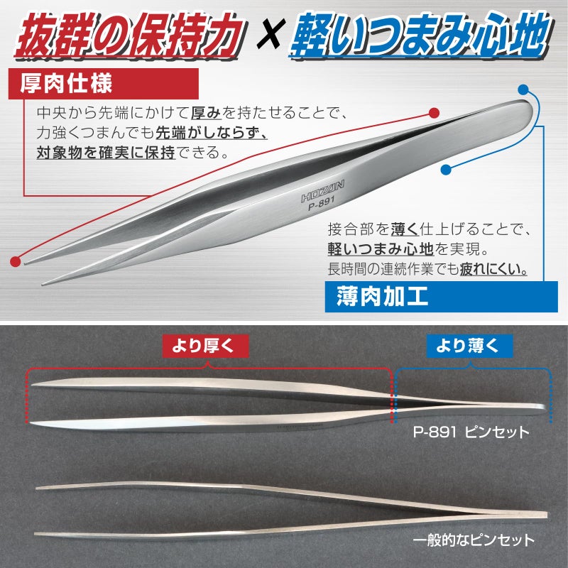Hozan P-891 Tweezers Stainless Steel - Image 2